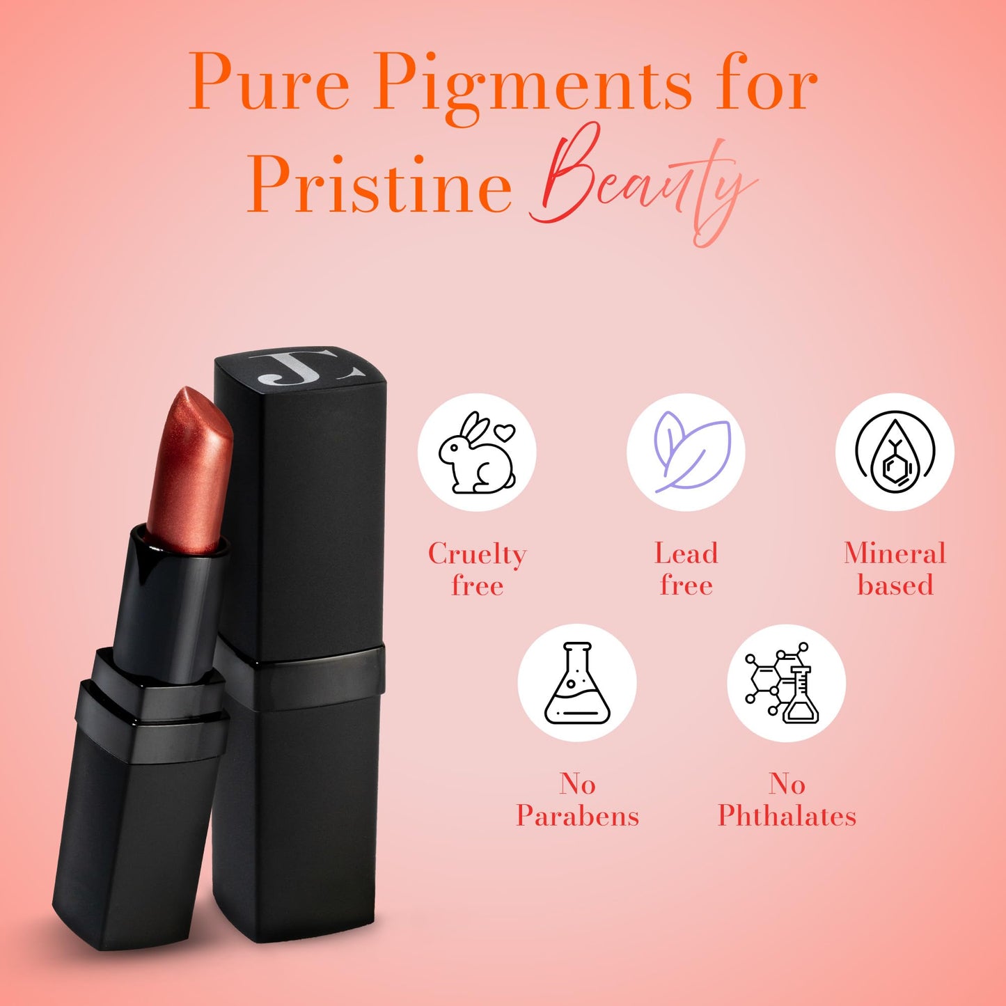 Juwel Cosmetics Frosted Finish Lipstick, Long Wear Moisture-Rich Shades with Natural Minerals, Matte Lipstick Contains Shea Butter, Grapeseed &