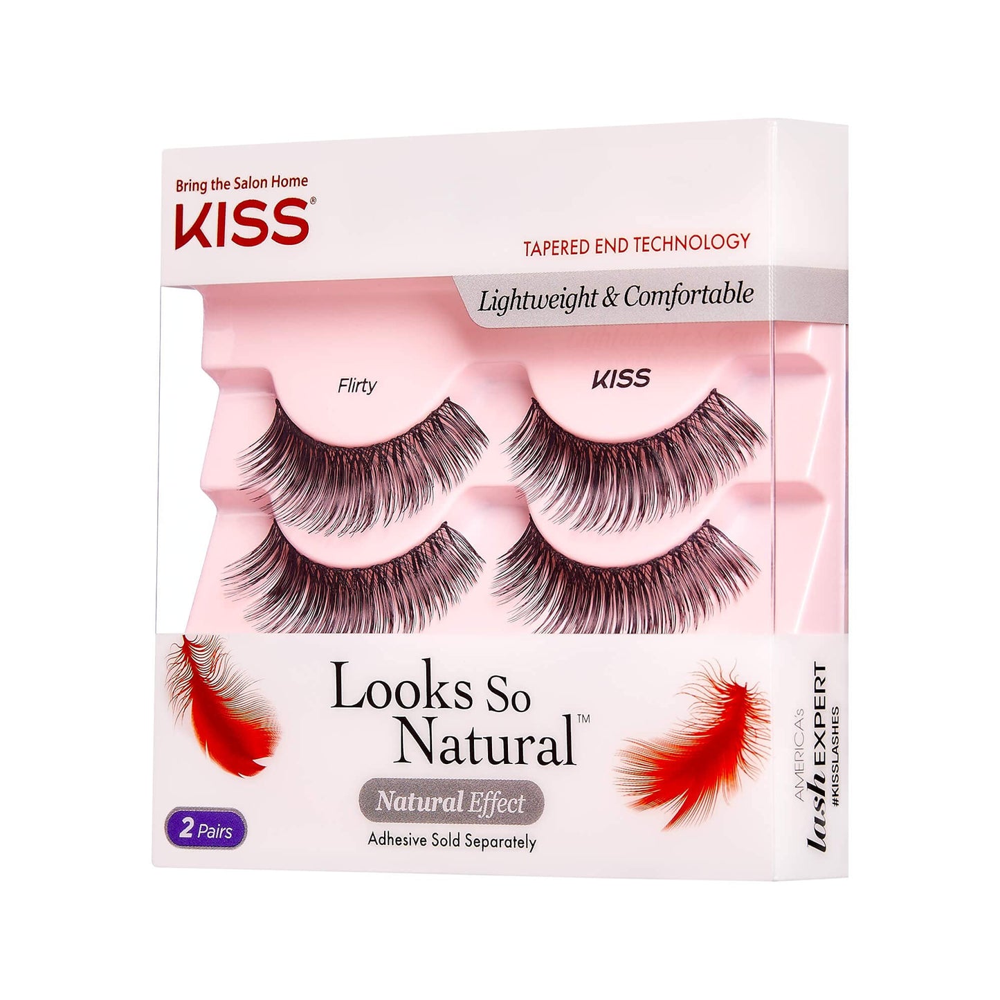 KISS Looks So Natural False Eyelashes Double Pack, Lightweight & Comfortable, Tapered End Technology, Reusable, Cruelty-Free, Contact Lens Friendly