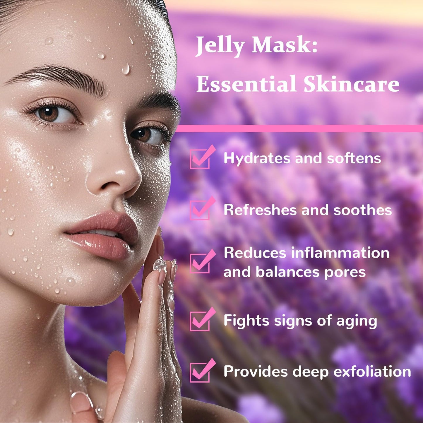 Jelly Mask, Facial Skin Care- Jelly Mask For Facials, Face Mask For Instant Hydration, Vegan Peel Off Face Mask, For Moisturizing, Smoothing