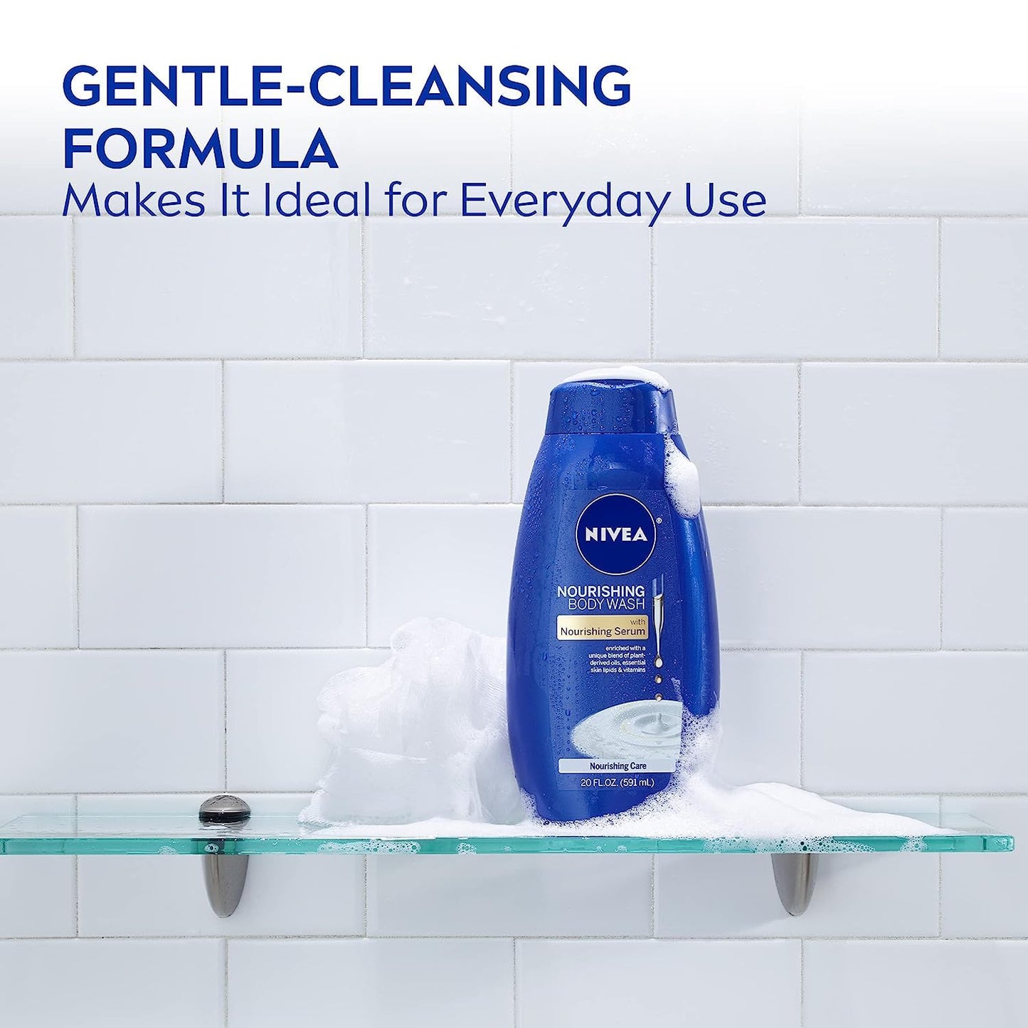 NIVEA Nourishing Care Body Wash with Nourishing Serum, Enriched with a Unique Blend of Plant-Derived Oils, Essential Skin Lipids & Vitamins, 20 Fl Oz