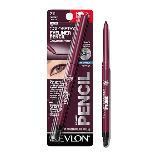 REVLON ColorStay Pencil Waterproof Eyeliner, Smudge-Proof, Eye Makeup with Built-In Sharpener, 211 Cherry, 0.01 oz