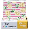 ForPro FUN Summertime 5" Foil Sheets, Aluminum Hair Foils for Color Application and Highlighting Services, Food Safe, Pop-Up Dispenser, 5” W x 10.75”