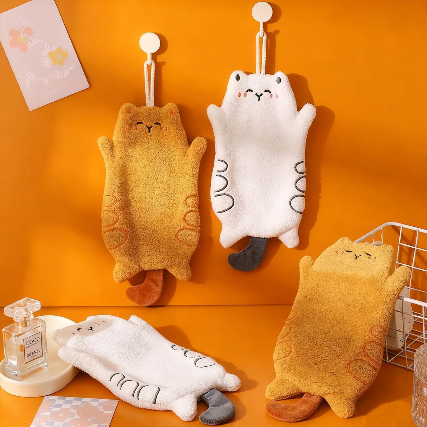 Tyrafry Funny Cats Kitchen Towels Decorative Set of 2, Absorbent Kitchen Towels Dish Towel for Home Bathroom Gym Hotel Holiday Décor