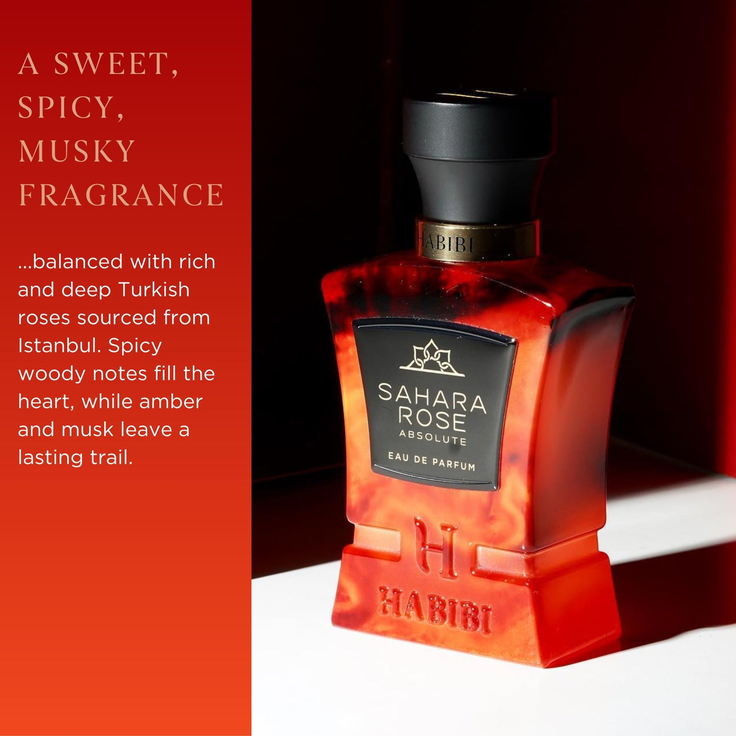 H HABIBI Sahara Rose Perfume for Men - 2.5 oz (75ML) Long Lasting Arabian Cologne, Floral Amber Woody Men Perfume, Luxury Fragrance Gift for Special