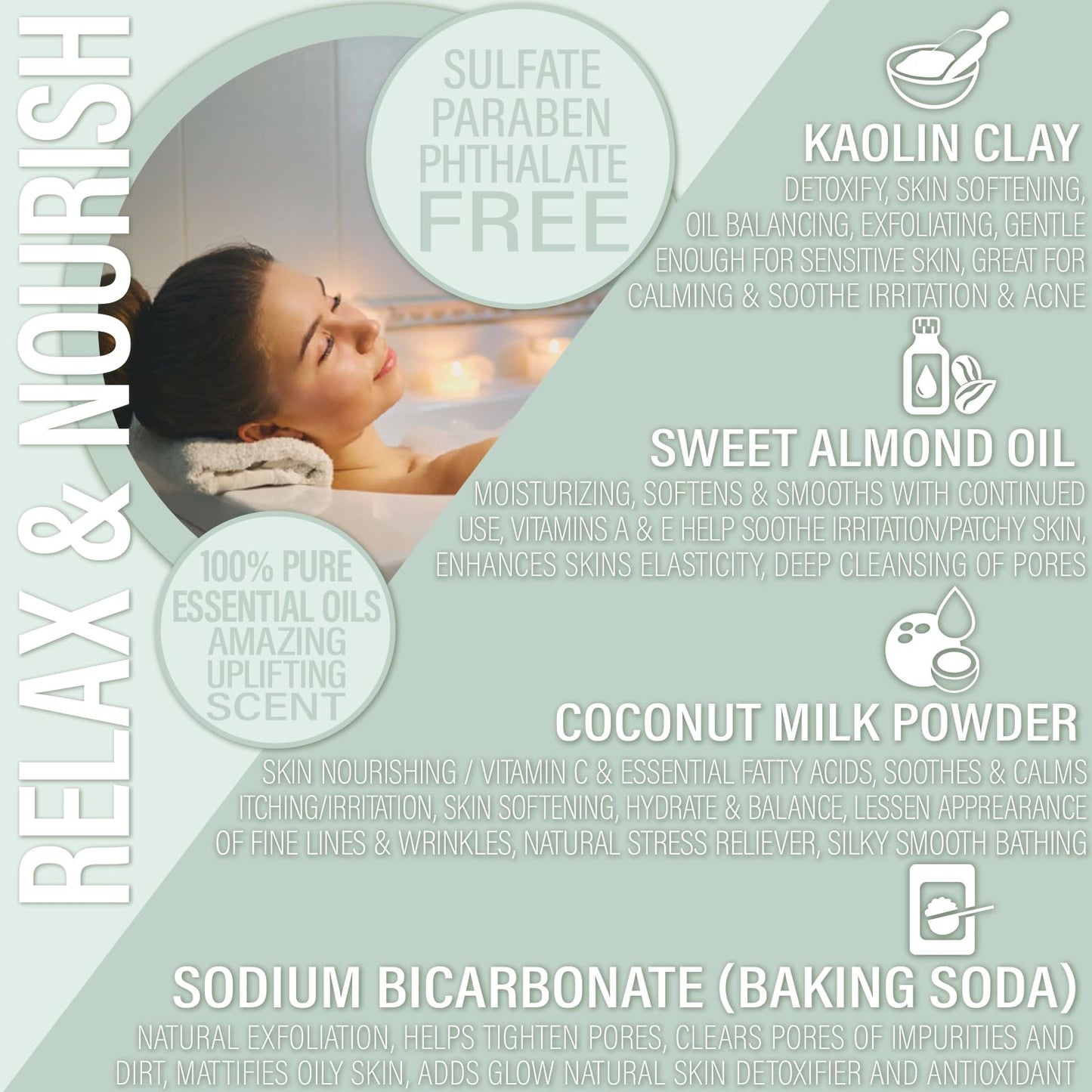 Luxiny Vegan Milk Bath Soak Made with Moisturizing Coconut Milk Powder, Essential Oil, & Sweet Almond Oil for a Bath Bomb Dust Soothing Fizz…