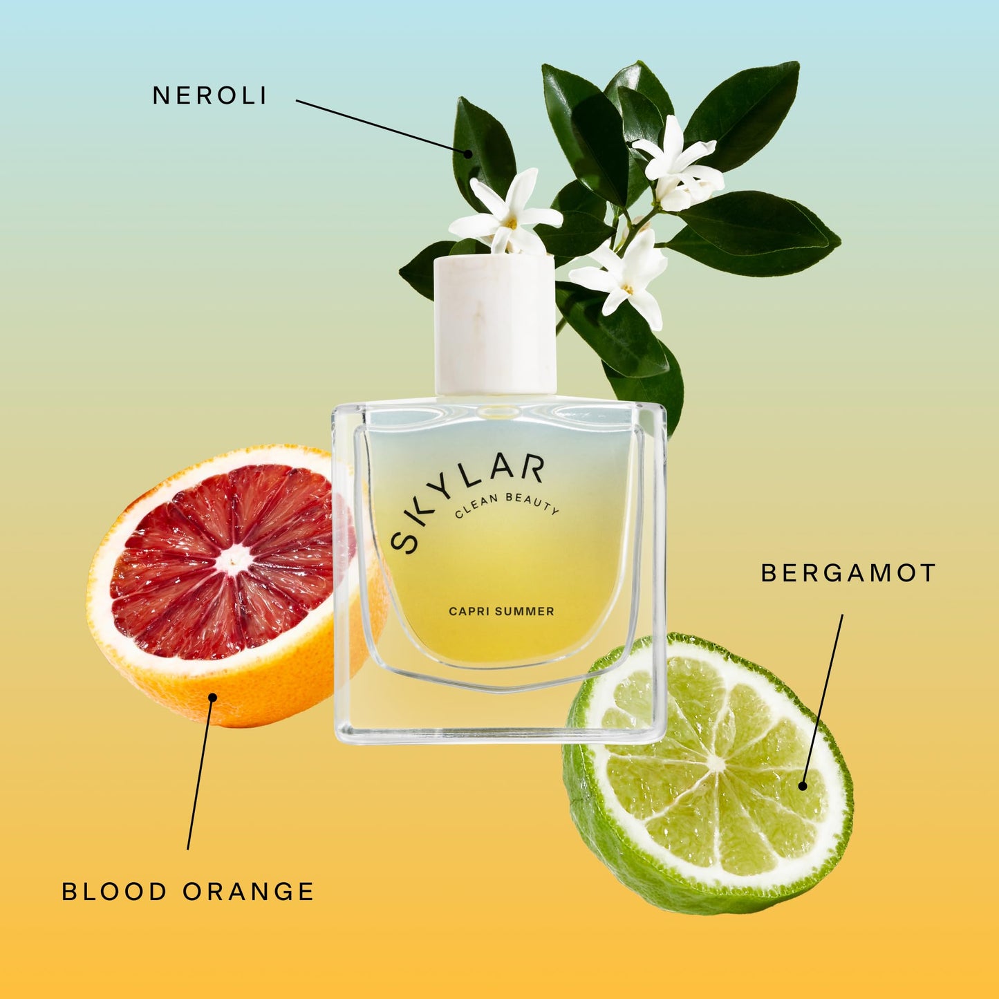 Skylar Capri Summer Eau de Parfum - Hypoallergenic & Clean Perfume for Women & Men, Vegan & Safe for Sensitive Skin - Fruity Citrus Perfume, Bergamot
