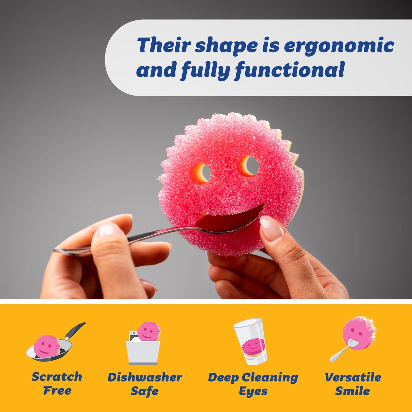 Scrub Daddy Scrub Mommy Sponges – Dual-Sided Non-Scratch Dish & Cleaning Sponges for Kitchen & Bathroom – 3 Count, Multi-Surface Safe