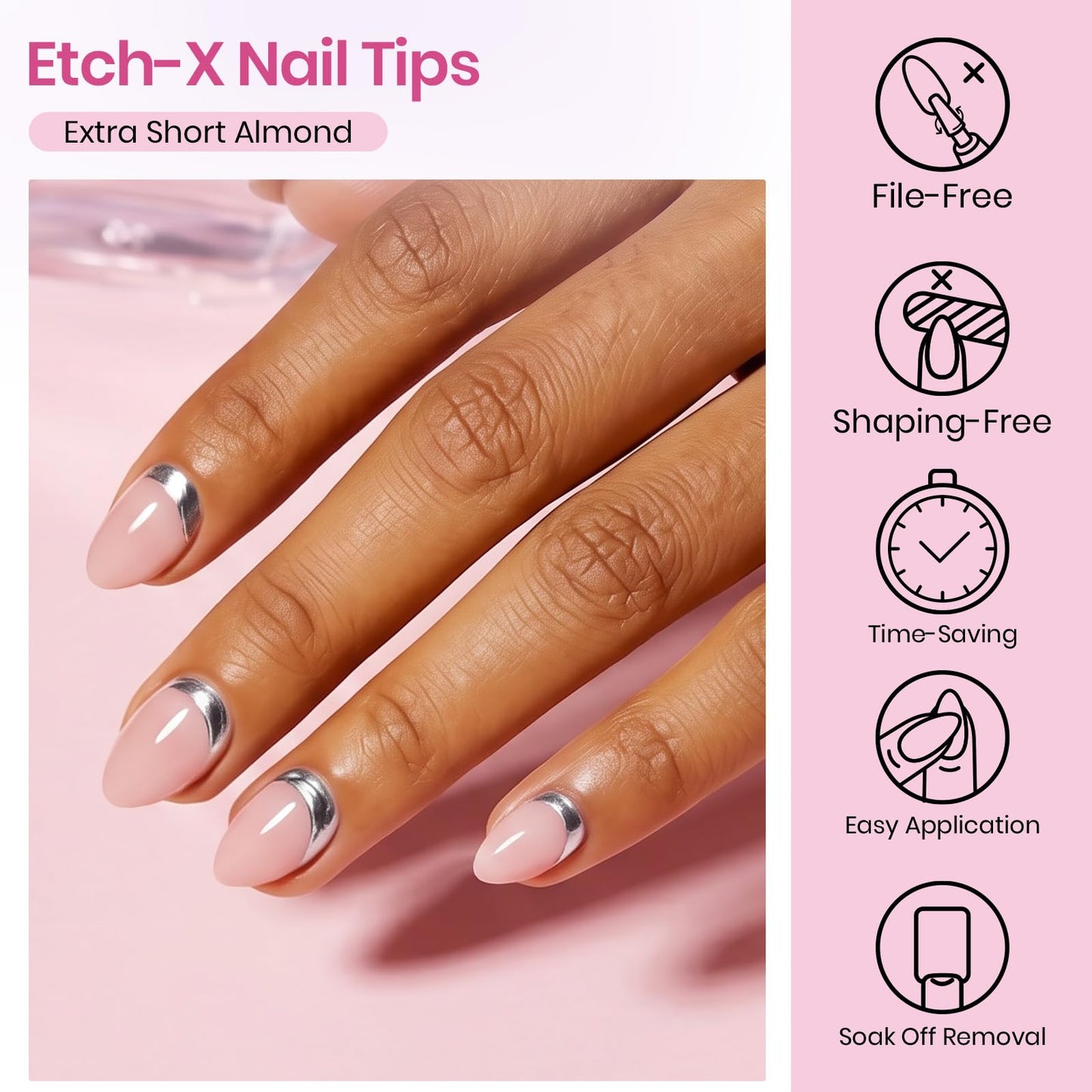 Beetles Gel Nail Tips Etch-X- Almond Extra Short, 384pcs 12 Sizes, Pre-Etched Half Matte Full Cover Soft Gel Nail Tips, Press on False Nail Extension Beauty and Personal Care beetles Gel Polish