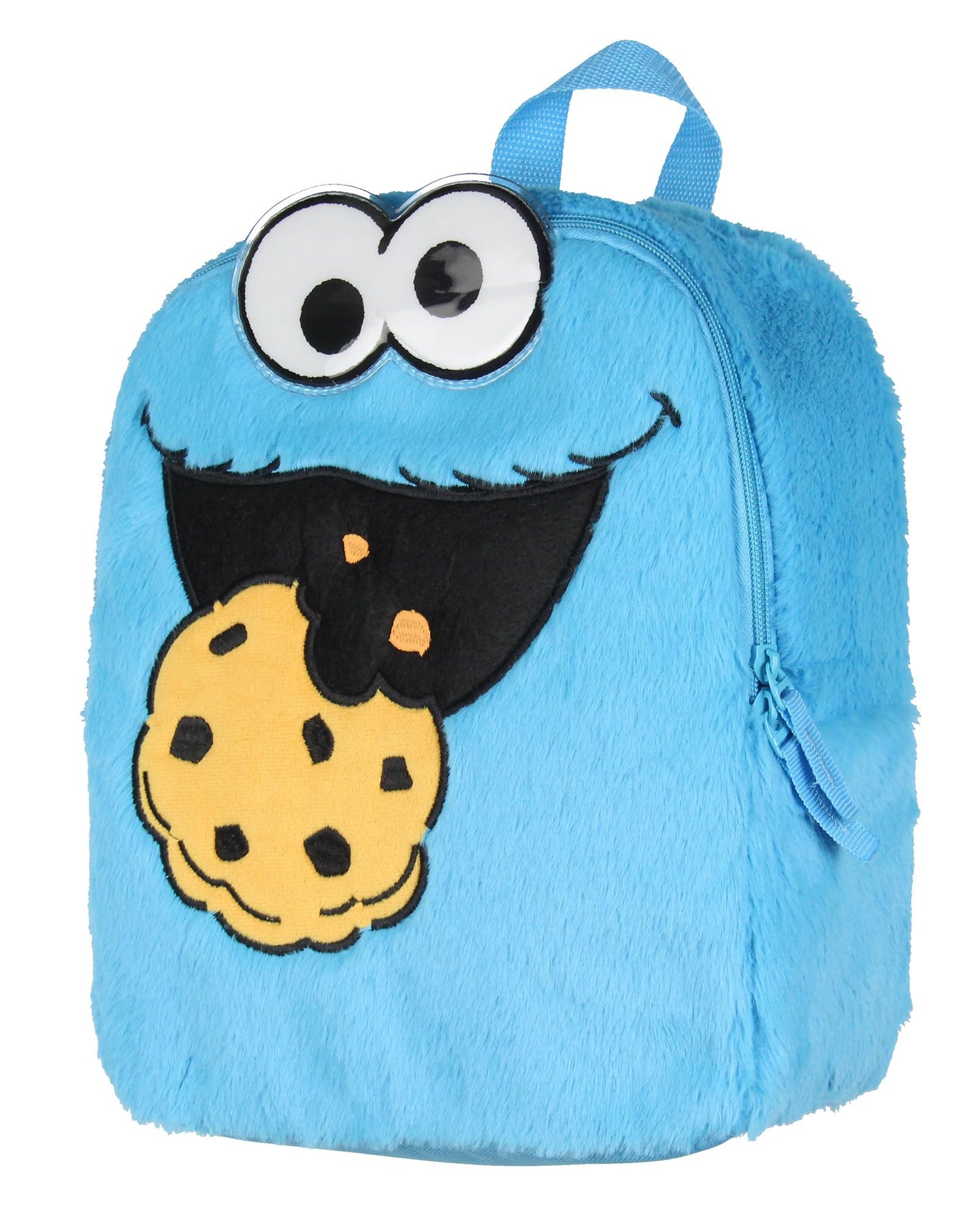 INTIMO Sesame Street Plush Cookie Monster Smile Face 12 Inch Backpack For Daily Use
