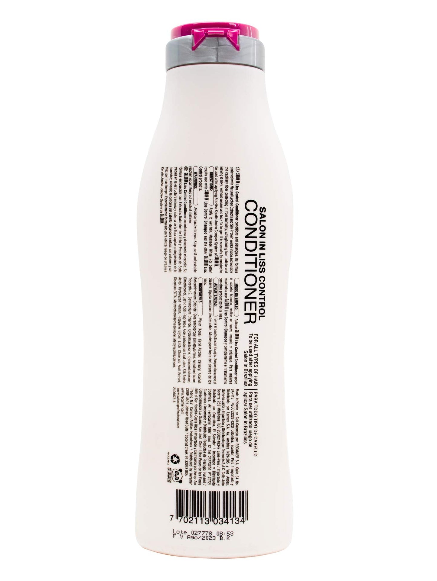 Recamier Professional Salon In +Pro Liss Control Hair 4 Piece Small Kit - Shampoo + Conditioner 10.1oz + Leave In Detangler 10.1oz + Deep Treatment