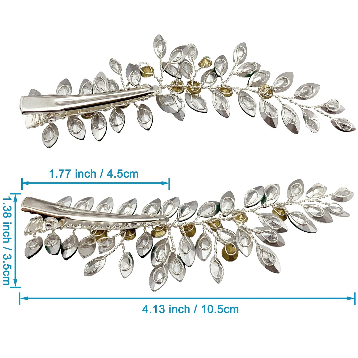 BETITETO Wedding Hair Clip Combs, 2Pcs Red White Green Rhinestone Bridal Hair Vine Piece Accessories for Women Girls Party Birthday (Green)