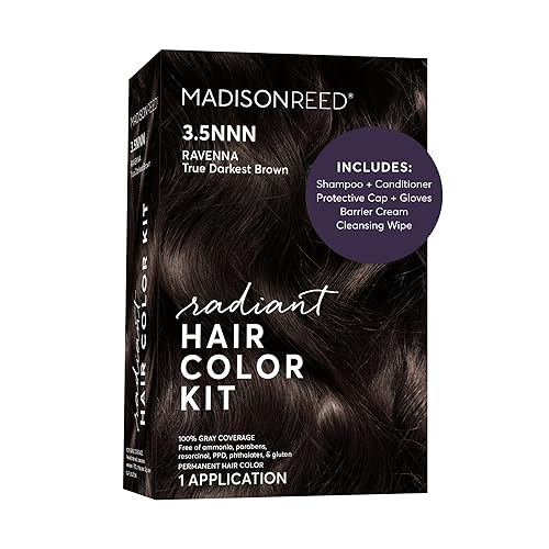 Madison Reed Radiant Hair Color Kit - 100% Gray Coverage for Resistant Grays, 3.5NNN Darkest Brown-Black (Ravenna Brown) | PPD-Free & Ammonia-Free, 1