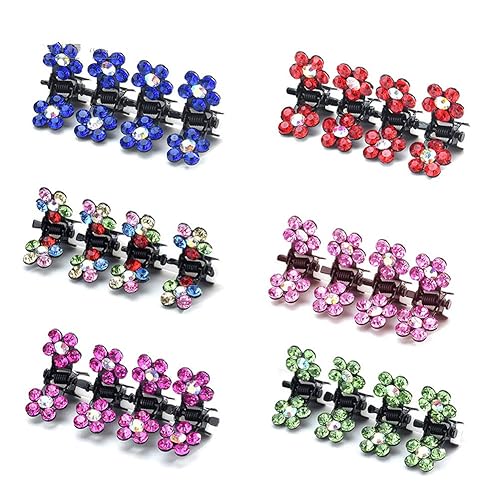 Suoirblss 30PCS Multicolored Mini Claw Hair Clips Crystal Rhinestone Barrette Hair Claw Clip Hair Bangs Pin Hair Accessories