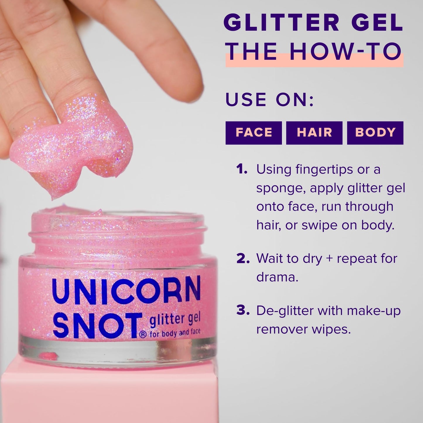 UNICORN SNOT Holographic Face Glitter & Body Glitter Gel | Holiday Glitter Makeup: Stocking Stuffers & Christmas Gift | Hair Glitter, Vegan & Cruelty