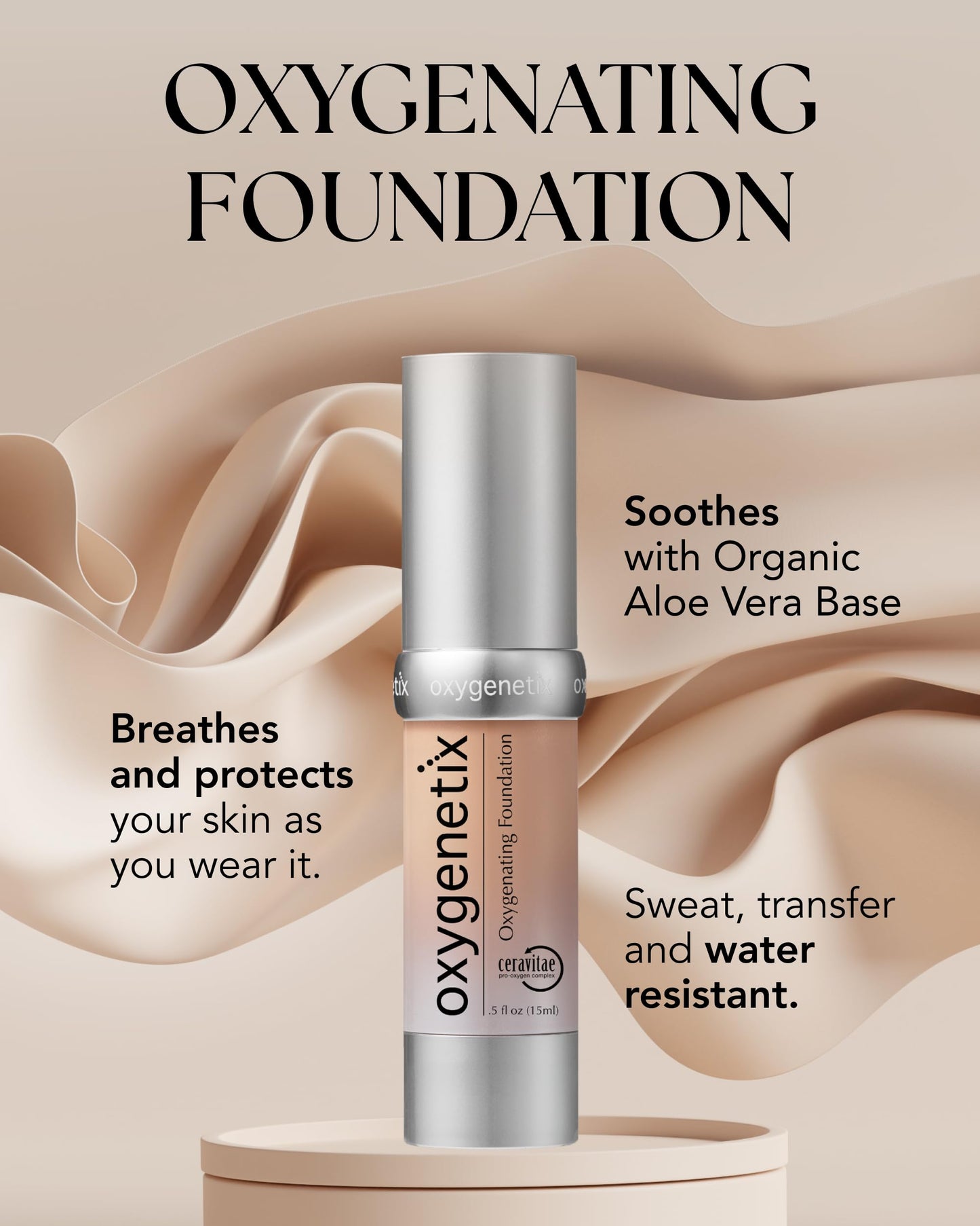Oxygenetix Oxygenating Foundation - Tawny | Breathable Makeup for Face | Buildable Coverage with Weightless Feel | Longwear Foundation for Women |