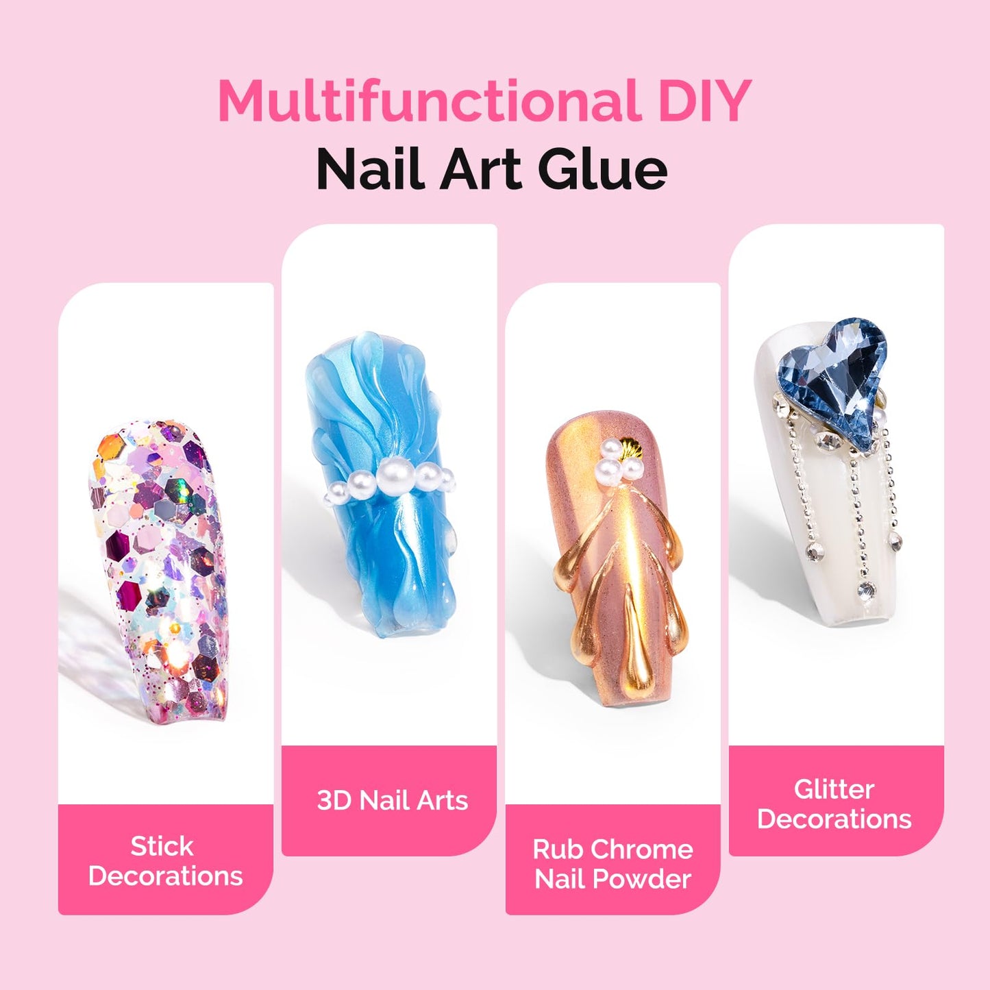 MelodySusie 2Pcs Nail Rhinestone Glue for Nails Super Strong Gel for Nail Charms Gems 3D Nail Gel UV Nail Glue for Nail Art Design Nail Chrome Powder Beauty and Personal Care MelodySusie