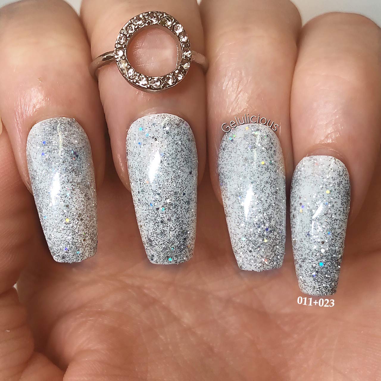 AIMEILI Soak Off U V LED Glitter Gel Nail Polish - Silver Glitter Explosion (023) 10ml