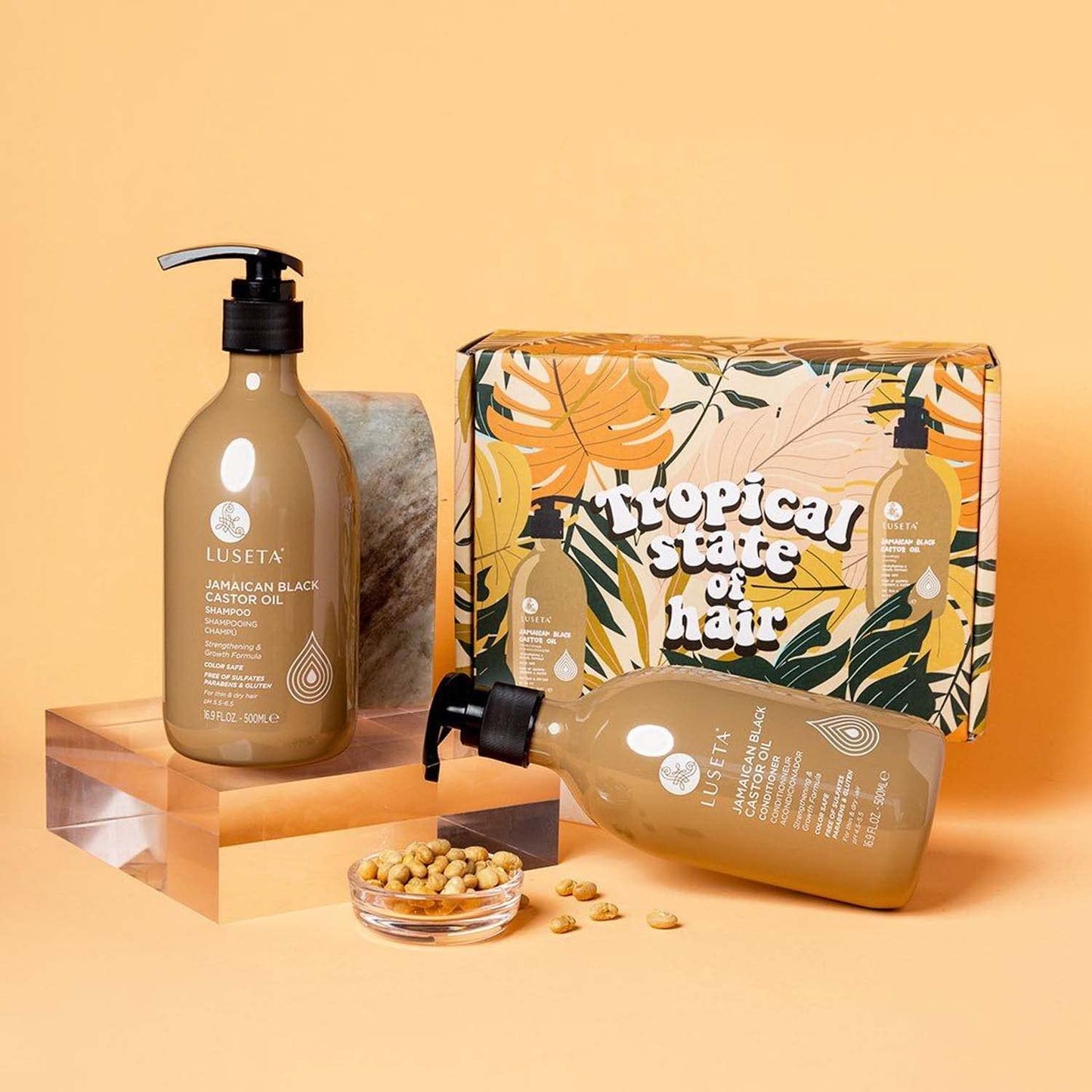 Luseta Castor Oil Shampoo and Conditioner Set for Thinning Hair - Strengthening Set for Thicker Fuller Looking Hair & Split End Repair for Men Women