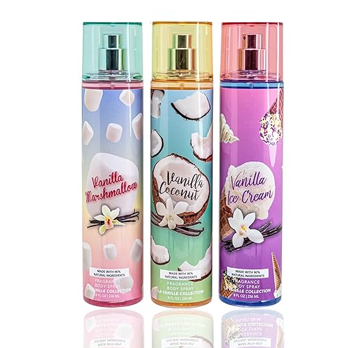 Vanilla Collection Body Mist Set (Ice Cream, Marshmallow , Coconut)