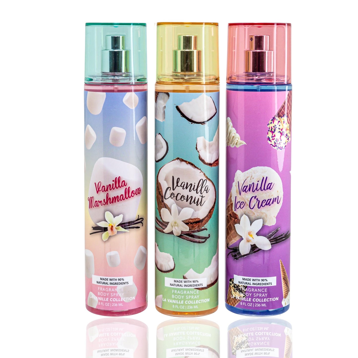 Vanilla Collection Body Mist Set (Ice Cream, Marshmallow , Coconut)