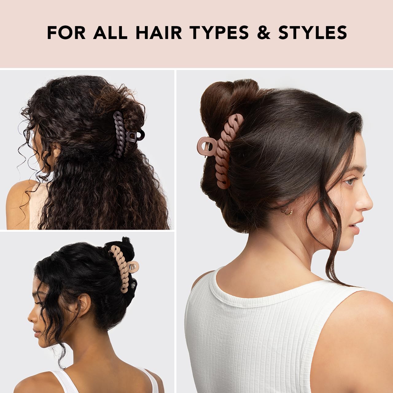 Kitsch Recycled Plastic Large Claw Clip, Big Chain Hair Clips for Women, Big Claw Clips for Thick Hair | Ideal Gifts for Women, (3pc Set Large