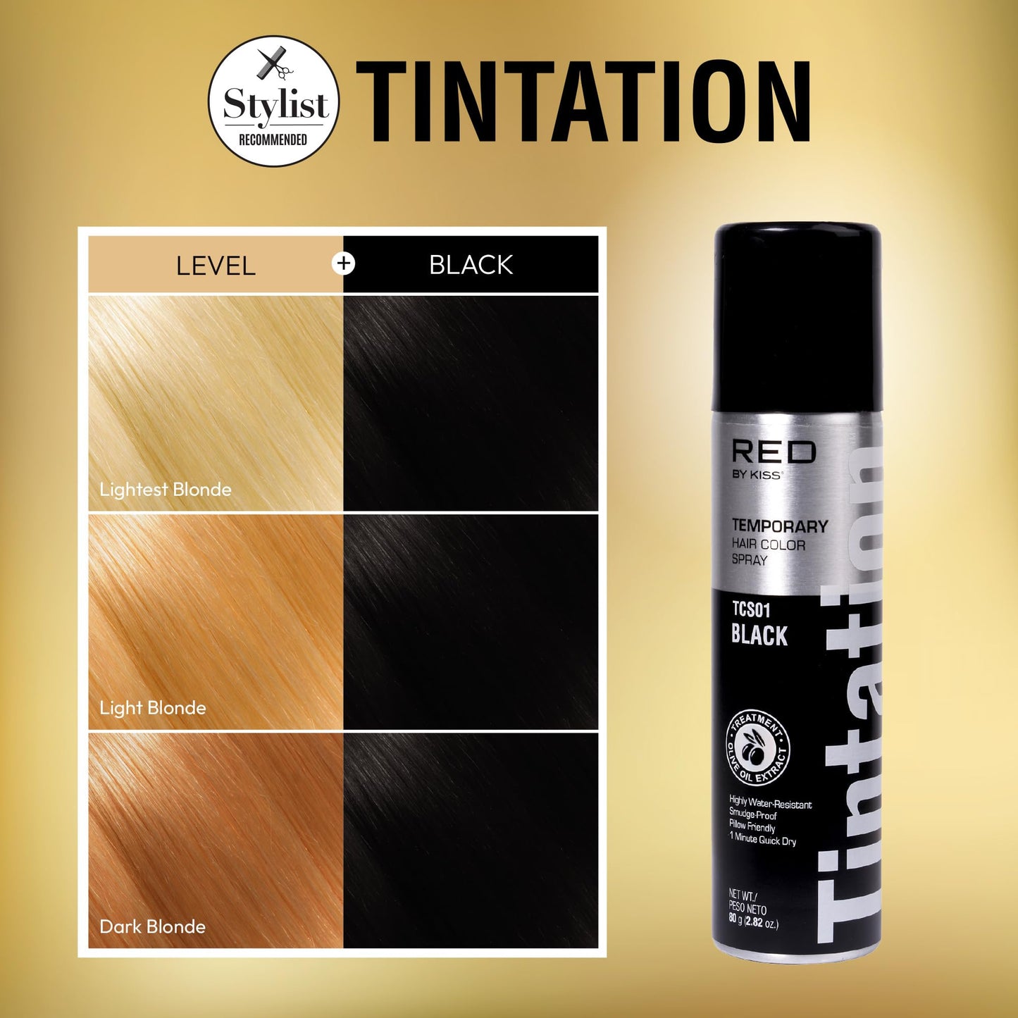 Red by Kiss Tintation Temporary Hair Color Spray, Instant Gray Root Touch Up Coverage, Water-Resistant & Smudge-Proof, Easy Wash Out, Barber