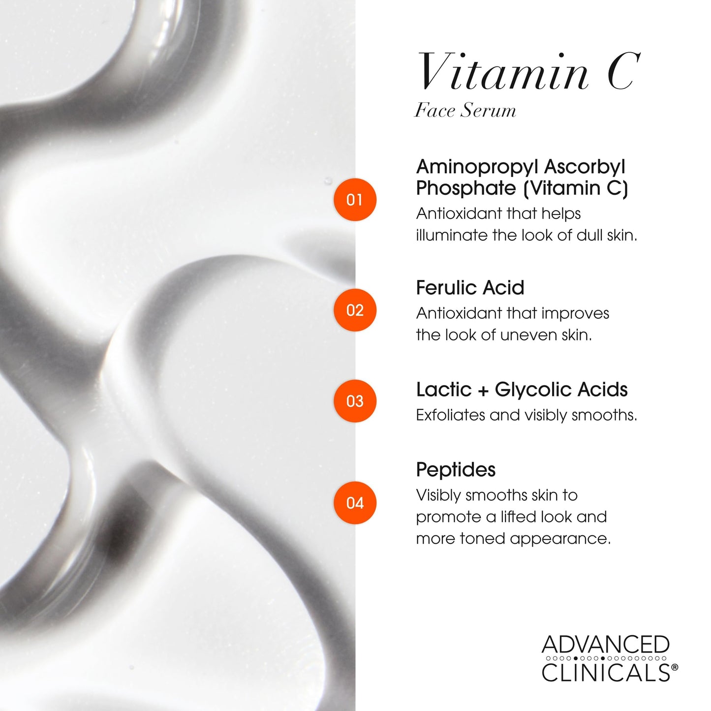 Advanced Clinicals Brightening Vitamin C Serum For Face With Glycolic Acid + Lactic Acid | Vitamin C Eye Serum Face Moisturizer For Improving Look