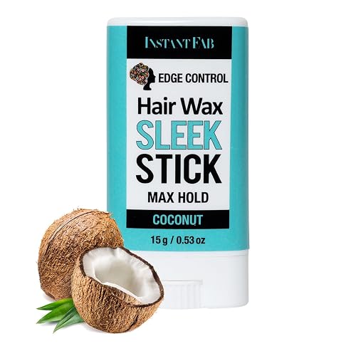 STUDIO LIMITED Instant Fab Edge Control Hair Wax Sleek Max Hold Styling Pomade, Non-greasy Coconut Scented Hair Wax (0.53oz/ 15g, 1 Pack)