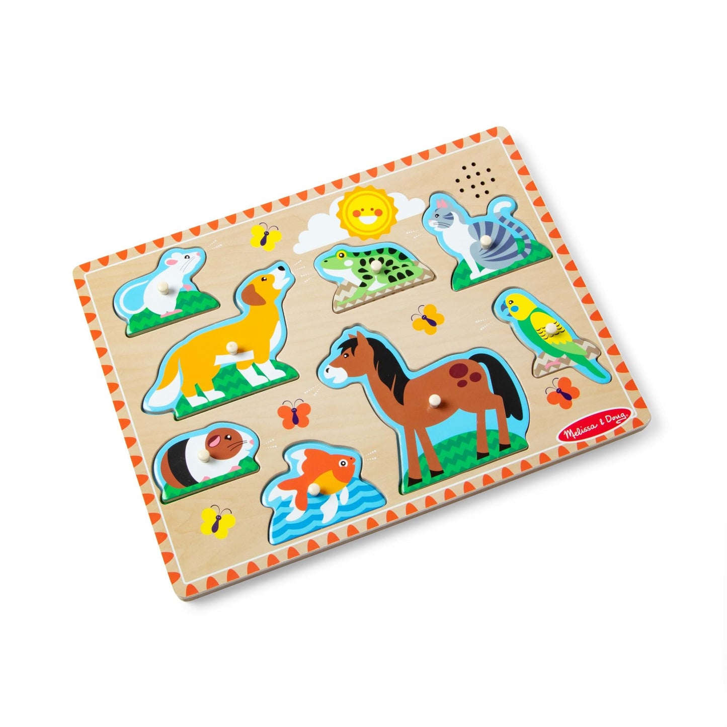 Melissa & Doug Pets Sound Puzzle - Wooden Peg Puzzle With Sound Effects (8 pcs)