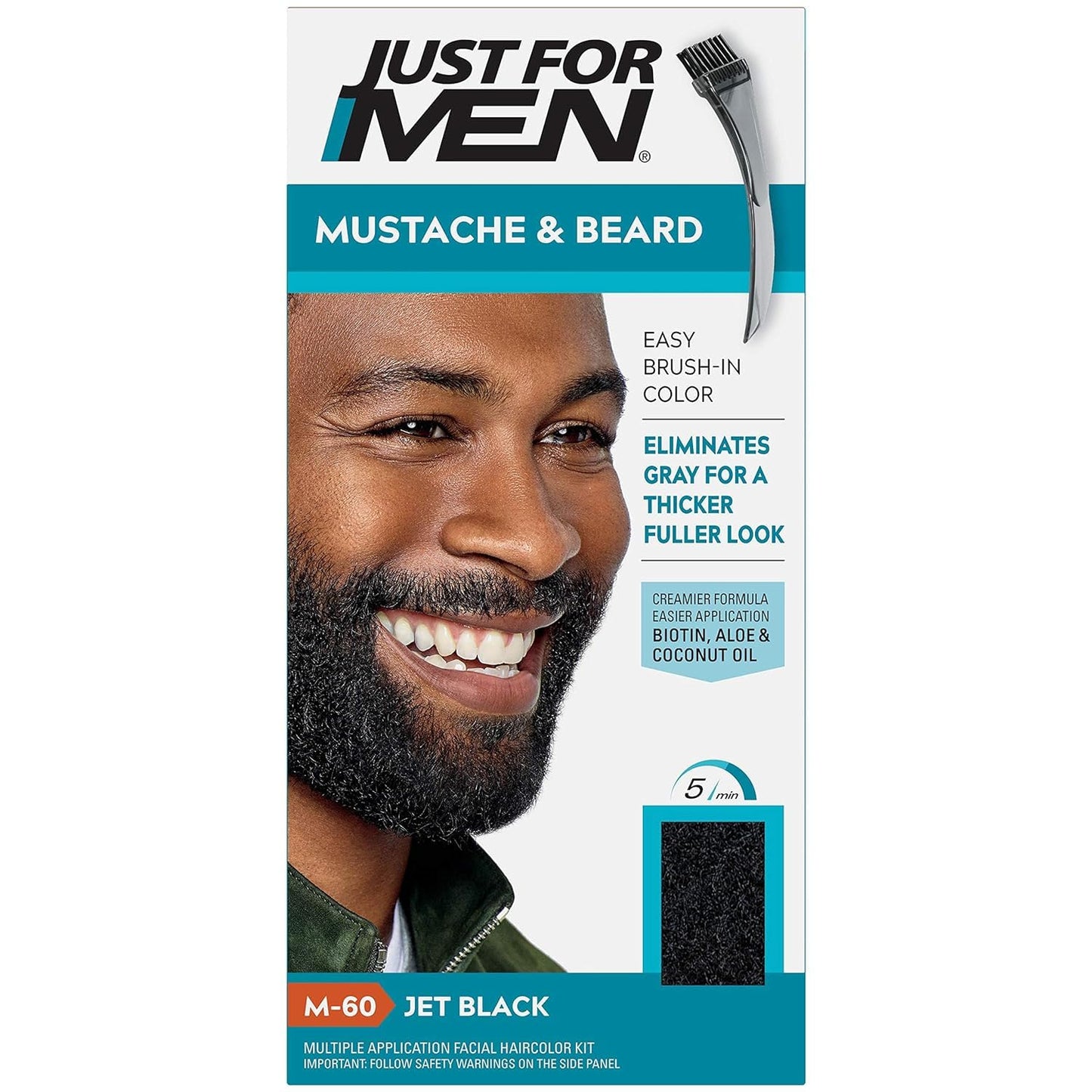 JUST FOR MEN Color Gel Mustache, Beard & Sideburns 115 Jet Black 1 Each (Pack of 12)
