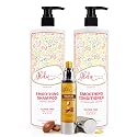 Alda Beauty Care Smoothing Shampoo and Conditioner Set, 32 fl oz Each, with Argan Oil Serum, Island Fruits Scent, Sulfate-Free, Nourishing Formula