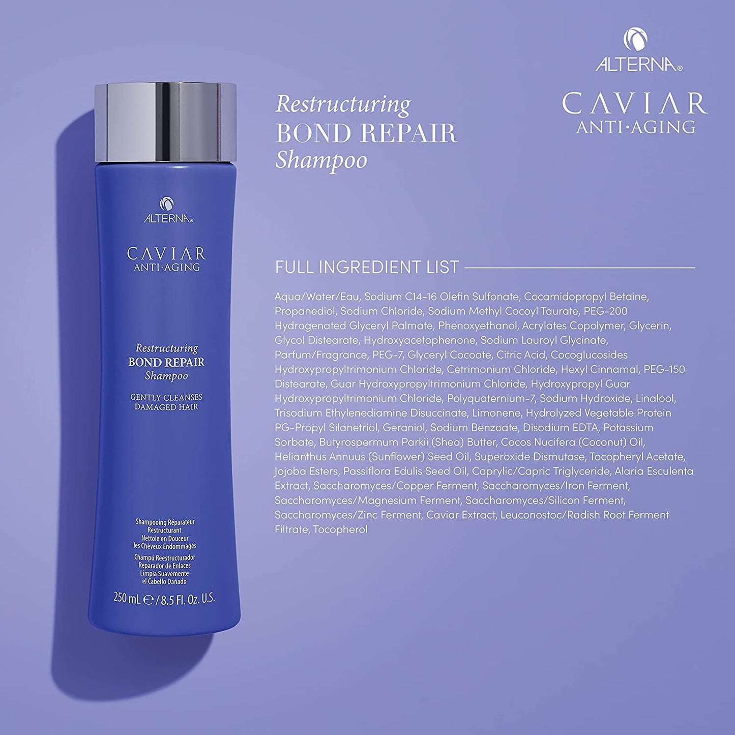 Alterna Caviar Anti-Aging Restructuring Bond Repair Shampoo, 8.5-Ounce (2-Pack)