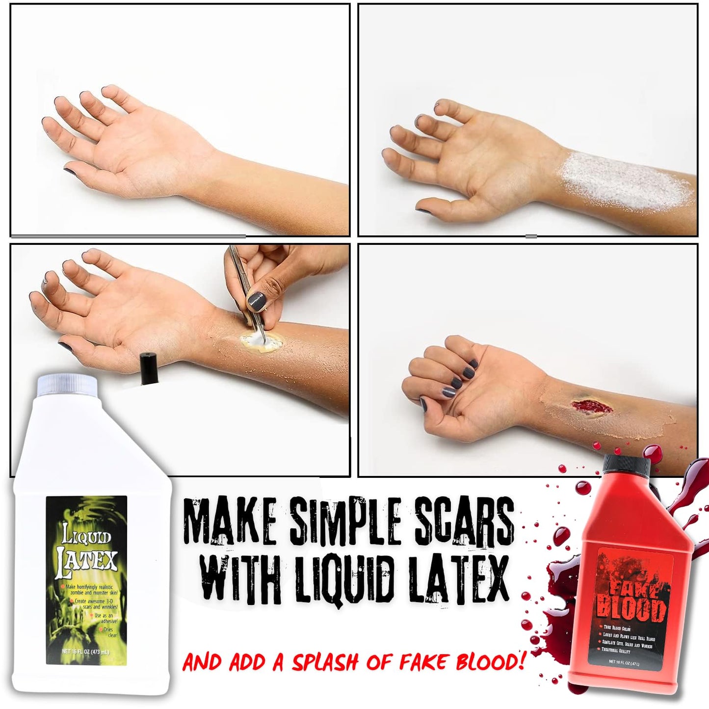 Liquid Latex - 16oz Pint - Creates Monster / Zombie Skin and FX
