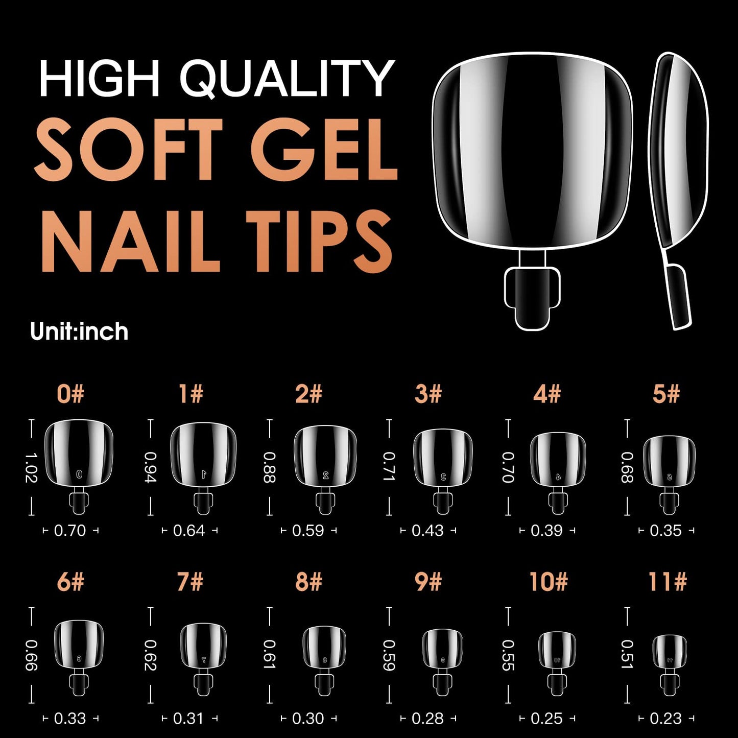 Clear Soft Gel ToeNail Tips, Melous 600PCS Full Cover Nail Tips Gel Nail Tips Clear False Fake Nails