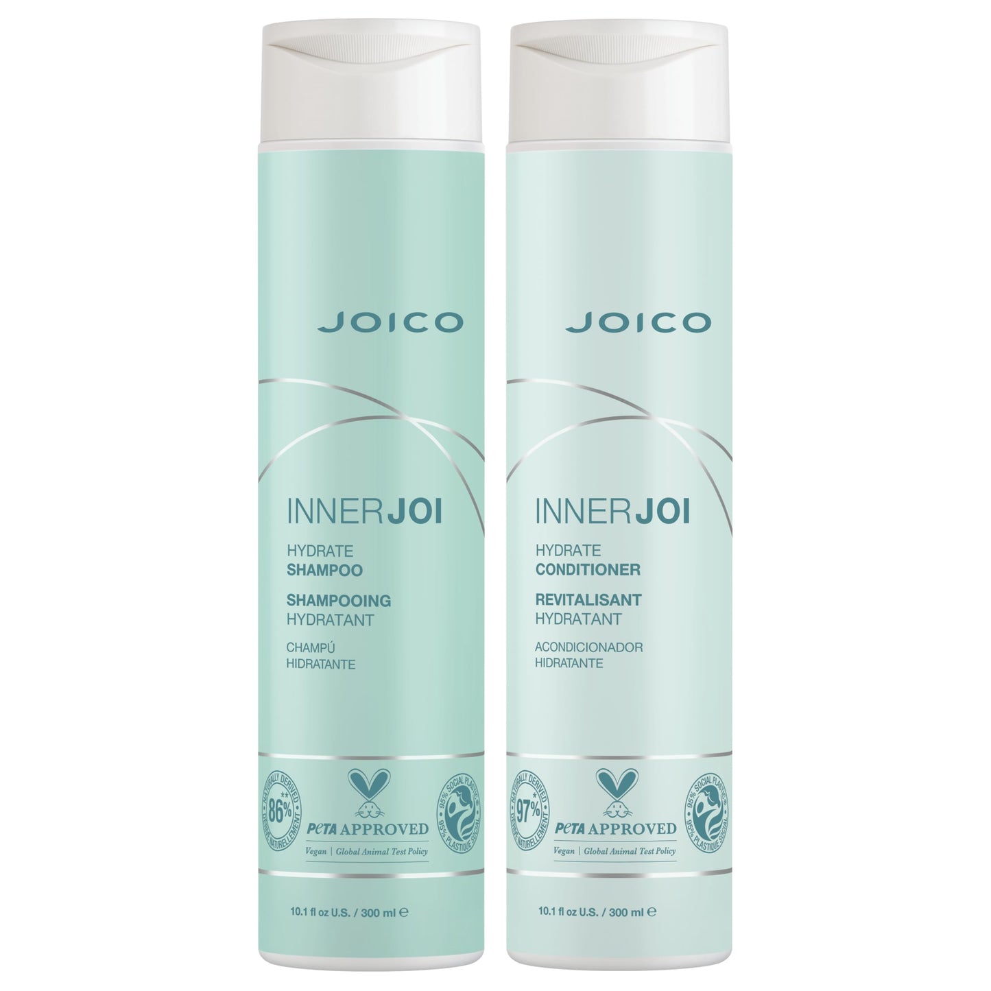 Joico InnerJoi Hydration Shampoo & Conditioner Set | For Dry Hair & Scalp | Sulfate & Paraben Free | Naturally-Derived Vegan Formula | 10.1 Fl Oz