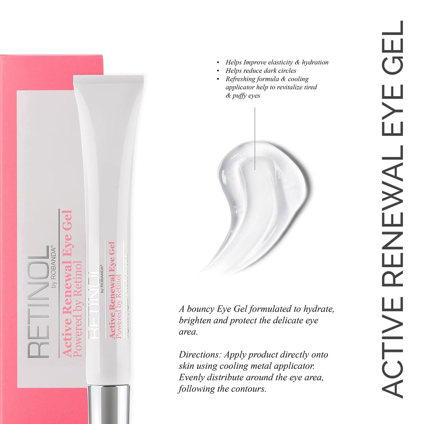 Robanda Retinol Active Renewal Eye Gel? Under Eye Treatment For Dark Circles and Puffiness ? For All Skin Types Beauty & Personal Care Robanda