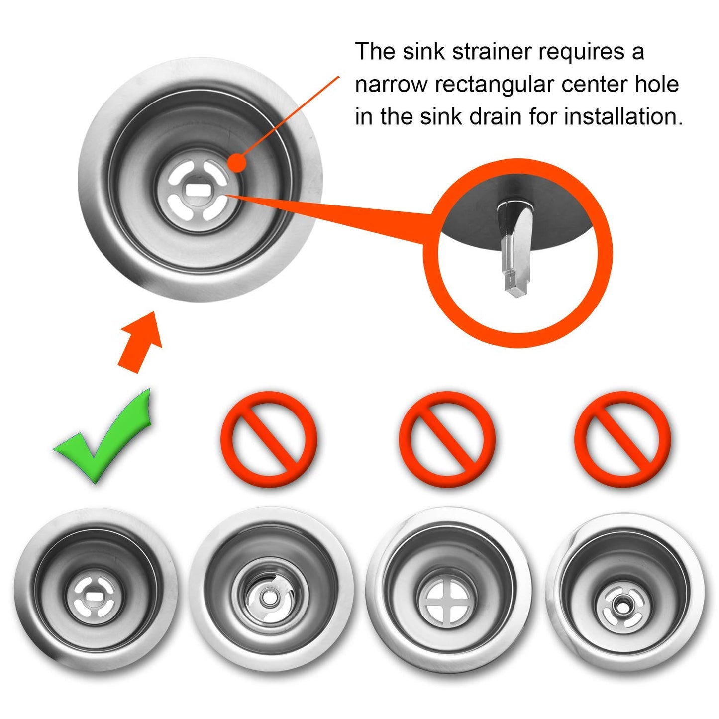 2-Pack Kitchen Sink Strainer & Stopper Combo, Fits Standard 3.5" Drain, Stainless Steel Basket with Plastic Knob & Rubber Stopper, Hilltop Products