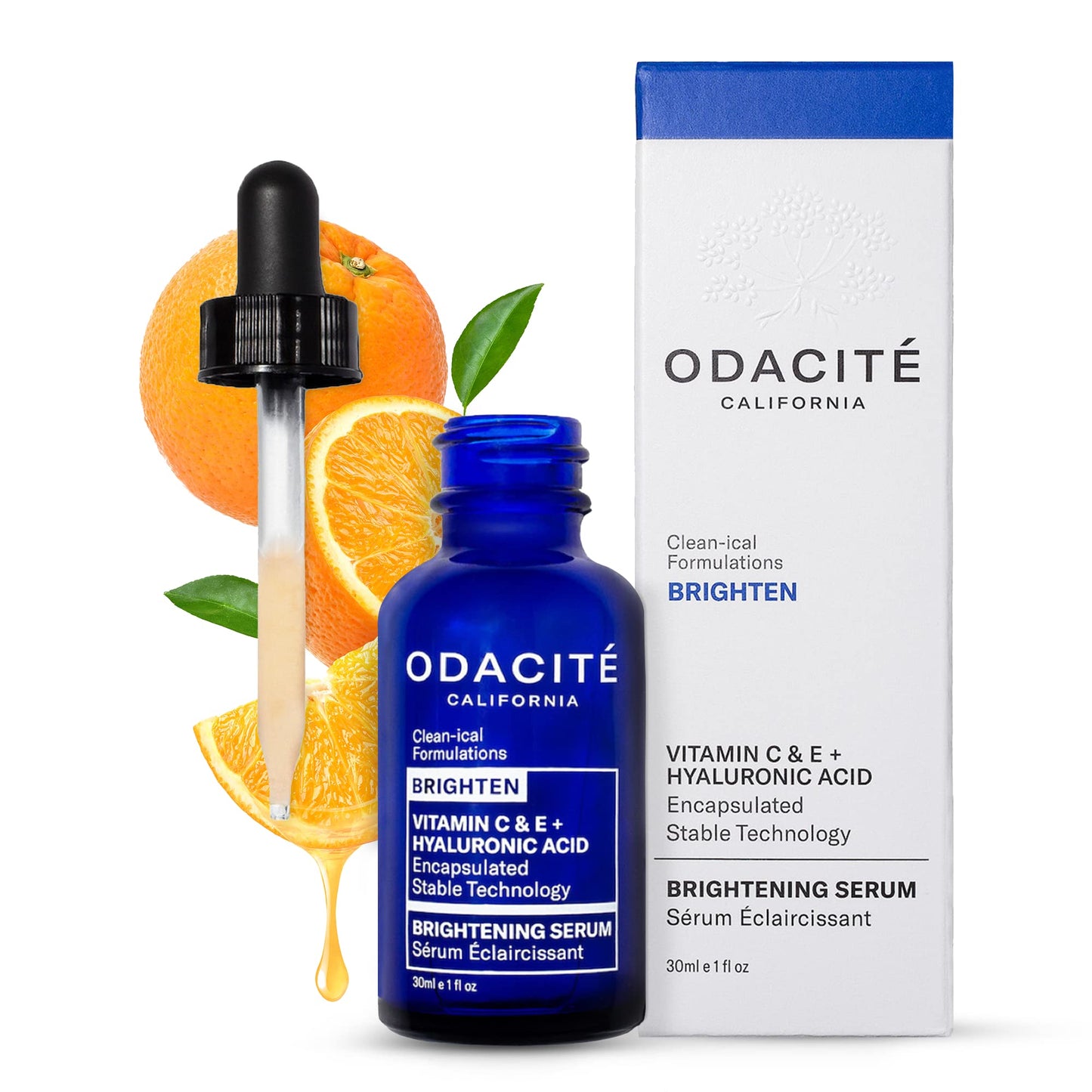 Odacite Brightening Vitamin C & Hyaluronic Facial Serum - Anti-Aging Facial Serum Targets Loss of Firmness & Dark Spots - Squalane, Vitamin E & Neroli
