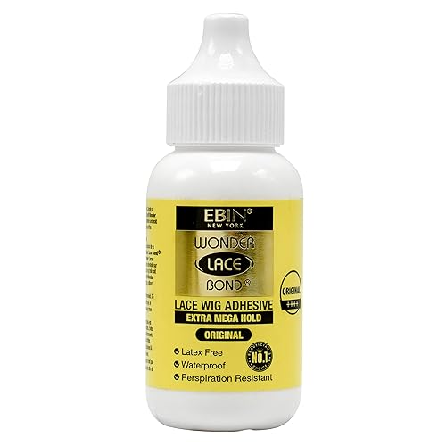 EBIN NEW YORK Wonder Lace Bond Wig Adhesive Extra Mega Hold 1.18oz/35ml | Invisible, Water & Oil-Resistant | Non-Toxic, Light Hold for Poly & Lace