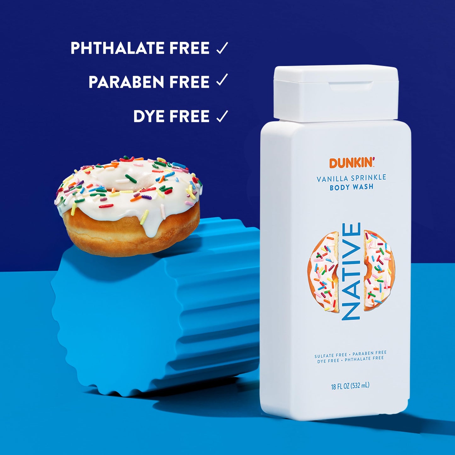 Native Body Wash, Dunkin Vanilla Sprinkle, Contains Naturally Derived Ingredients | For Women & Men, Sulfate, Paraben, & Dye Free Leaving Skin Soft