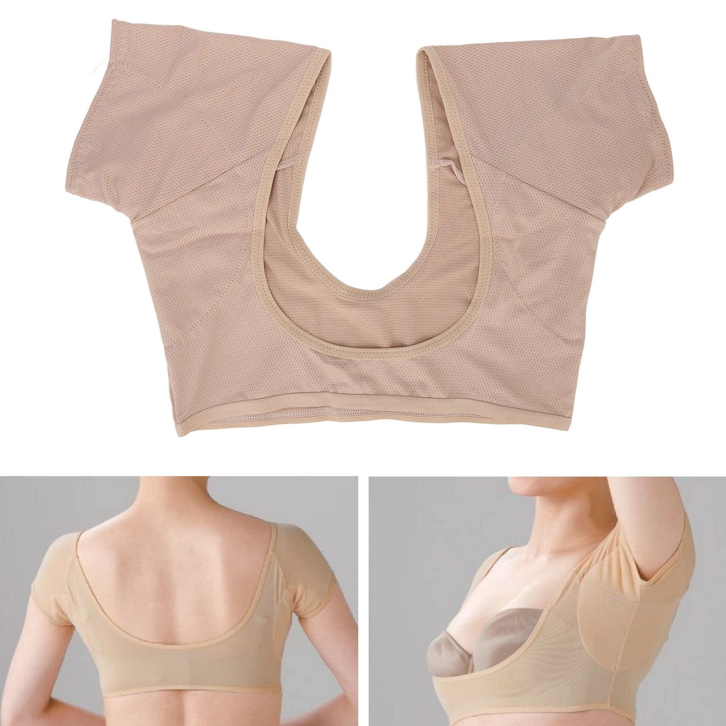 Underarm Sweat Guard Underwear Sweat Vest Short Sleeve Reusable Armpit for Women Girls Skin Color (L) Beauty and Personal Care FILFEEL