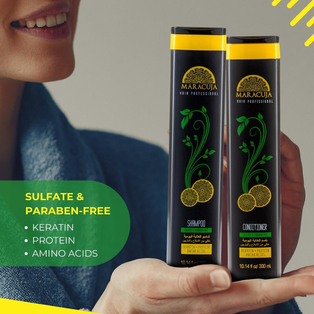 Maracuja Shampoo & Conditioner set - Sulfate and Paraben-free - For all hair types (Pack of 2) - 10.14 fl oz