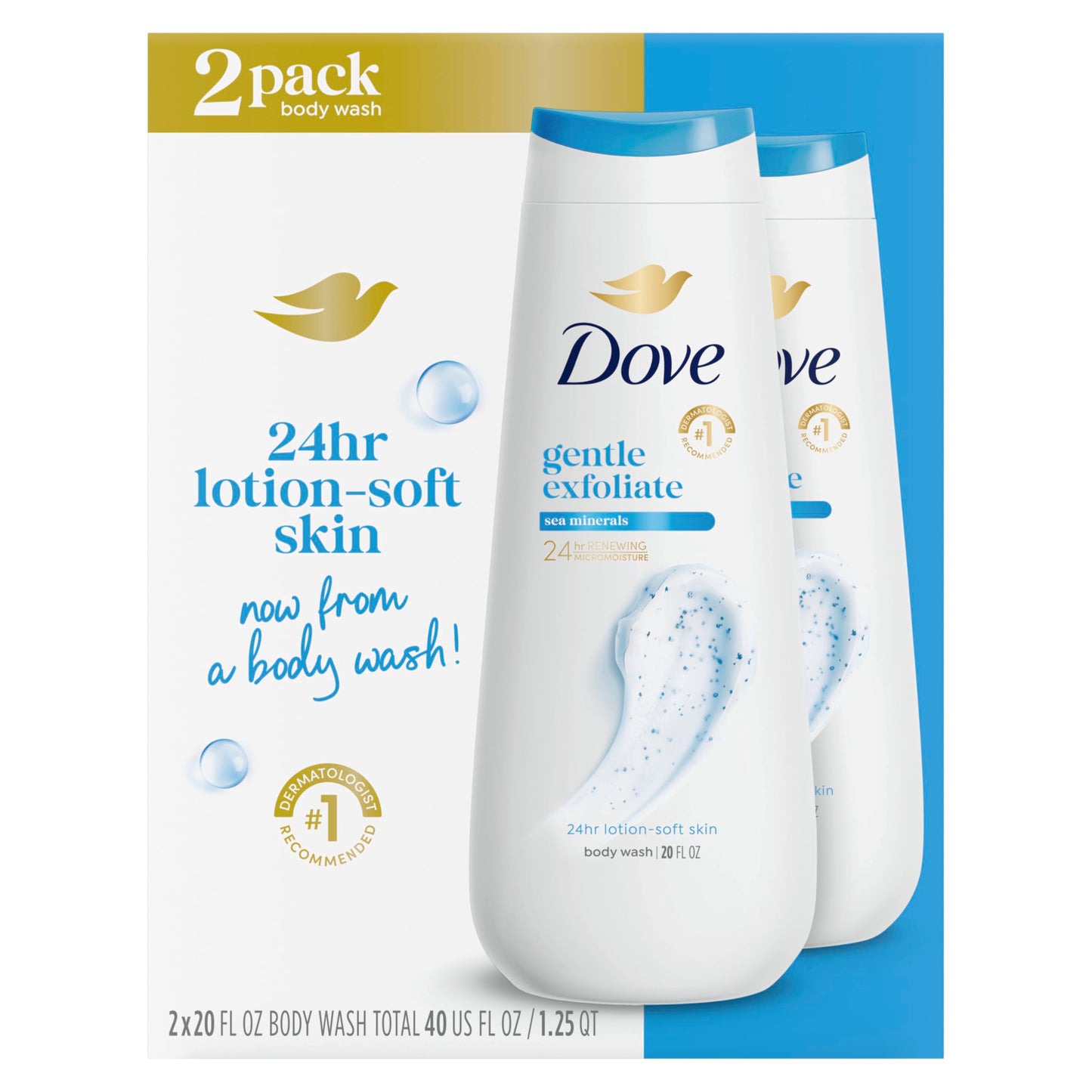 Dove Body Wash 2 Count Gentle Exfoliating With Sea Minerals Instantly Reveals Visibly Smoother Skin Cleanser That Effectively Washes Away Bacteria