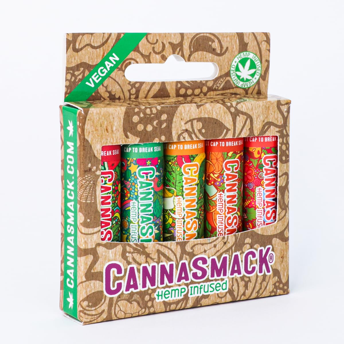 CannaSmack Vegan Hemp Lip Balm - 5 Flavors Included - Soothe, Moisturize, Hydrate, Protect, & Nourish Dry Chapped or Irritated Lips - Made with Hemp