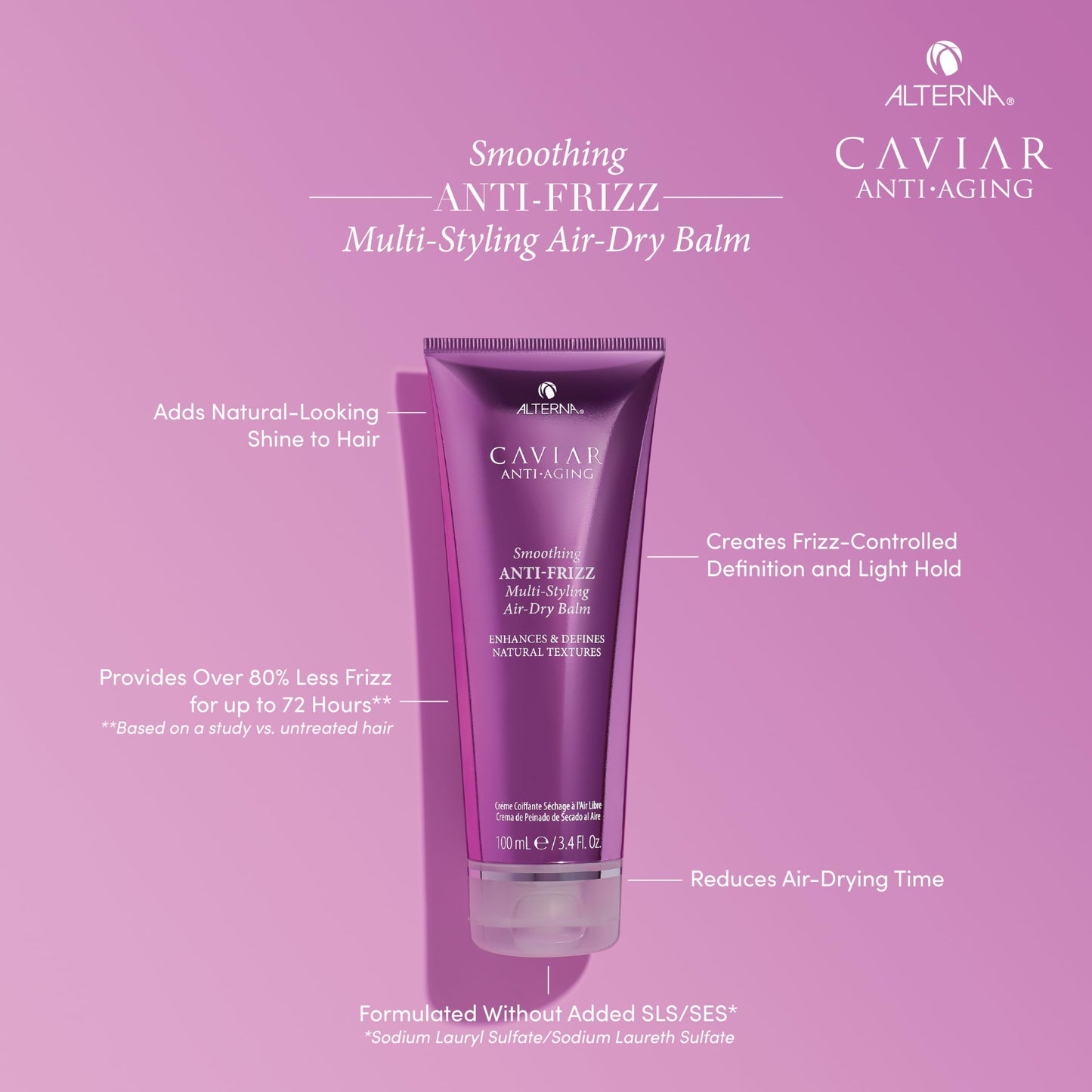 Alterna Caviar Anti-Aging Smoothing Anti-Frizz Multi-Styling Air Dry Balm, 3.4 Fl Oz | Controls Frizz With Light Hold | Adds Natural Shine | Sulfate