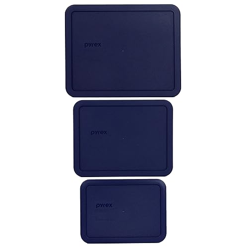Pyrex 7212-PC 11-Cup, 7211-PC 6-Cup, & 7210-PC 3-Cup Blue Food Storage Replacement Lids - Made in USA