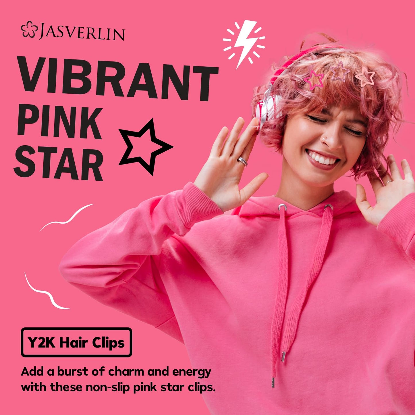 JASVERLIN 36 Pcs Star Snap Hair Clips, Y2k Colorful Cute Barrettes for Women Girls, Thick Fine Non-Slip Hairclips Accessories Glitter Kawaii Rave Beauty and Personal Care JASVERLIN