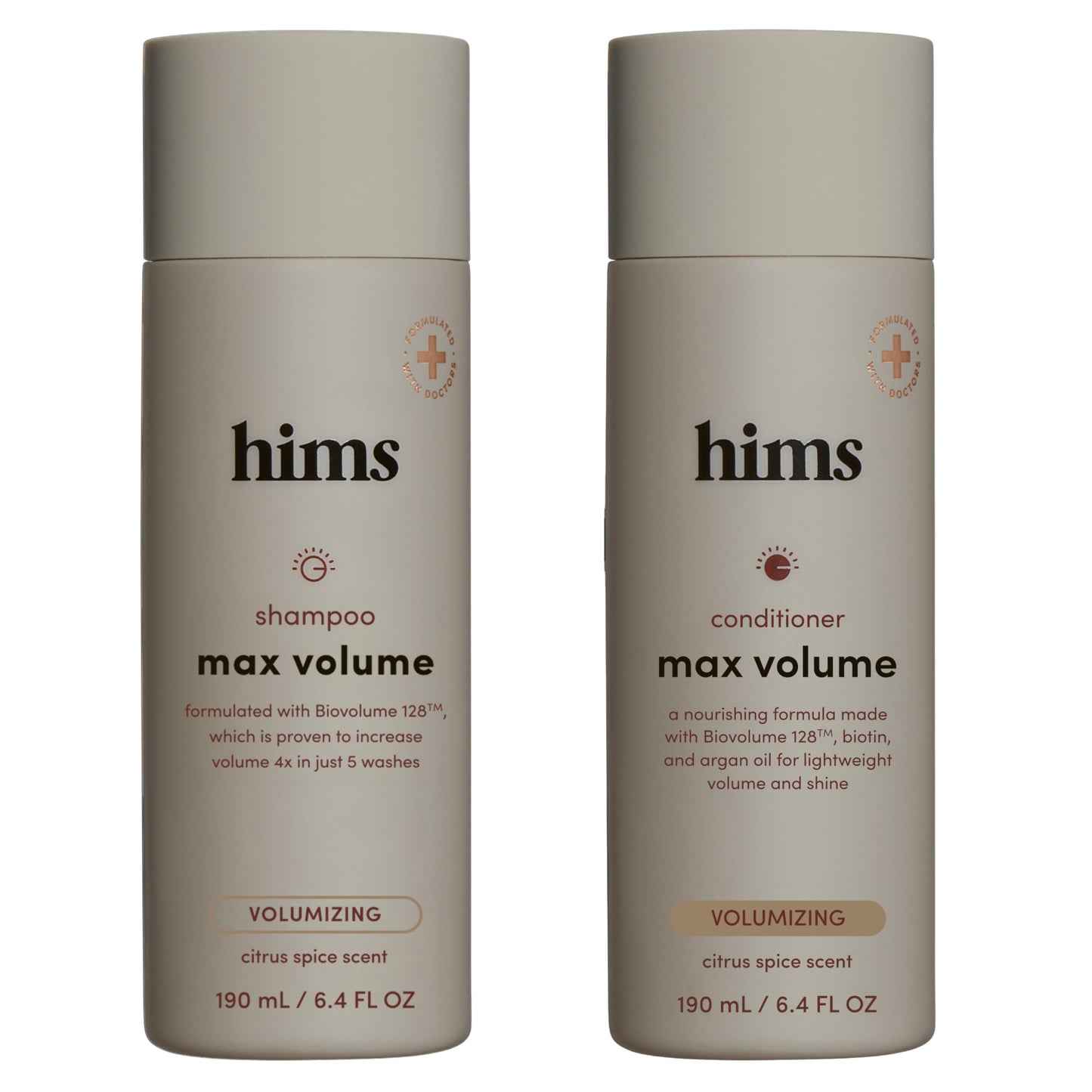hims Max Volume Shampoo & Conditioner Set - Biovolume 128, Biotin, & Argan Oil - Root Lift & Moisturizing for Fine Hair - Sulfate-Free, Paraben-Free