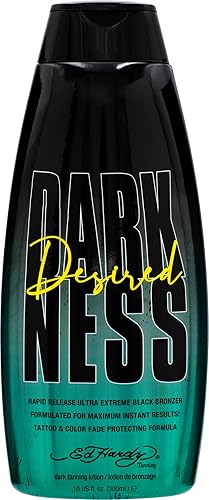 Ed Hardy Tanning Desired Darkness Dark Tanning Lotion - Rapid Release Ultra Extreme Black Bronzer Formulated for Maximum Instant Results, Tattoo
