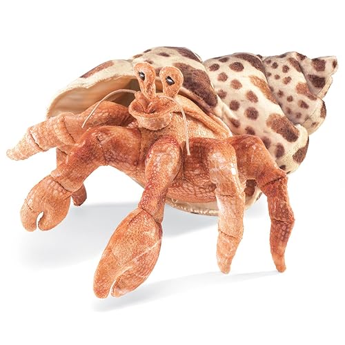 Folkmanis Hermit Crab Hand Puppet, Orange; Cream; Brown, 1 EA